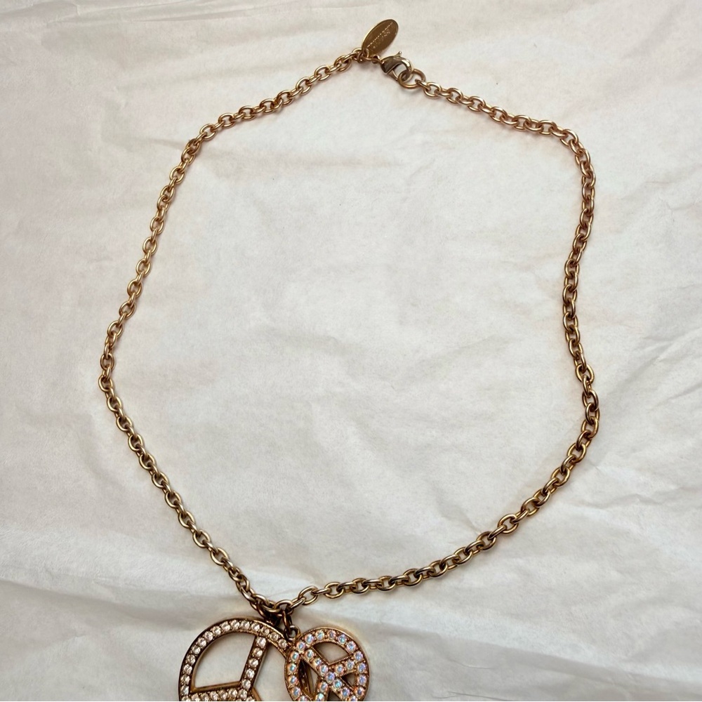 Tommassini Jewlery Double Peace Sign Pendant Necklace - Picture 3 of 6